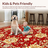 Ultra Soft Area Rug, Non Slip, Stain Resistant, Washable Area Rugs for Living Room, Bedroom, Lively Sunflower Inspired Pattern(Red)