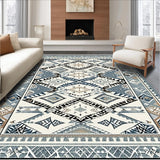 Ultra Soft Area Rug, Non Slip, Stain Resistant, Washable Area Rugs for Living Room, Bedroom, Rustic Symmetrical Ogee Theme(Blue)