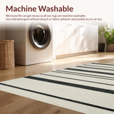 Minimalist Striped Weave with Crisp Black and White Horizontal Lines(Beige)