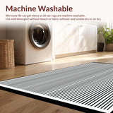 Ultra Soft Area Rug, Non Slip, Stain Resistant, Washable Area Rugs for Living Room, Bedroom, Contemporary Black & White Area Rug Bold Stripe Design(Black)