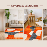 Ultra Soft Area Rug, Non Slip, Stain Resistant, Washable Area Rugs for Living Room, Bedroom, Dynamic Orange Tiled Composition(Orange)