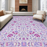 Ultra Soft Area Rug, Non Slip, Stain Resistant, Washable Area Rugs for Living Room, Bedroom, Lush Retro Flower Aesthetic(Purple)
