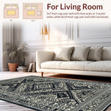 Ultra Soft Area Rug, Non Slip, Stain Resistant, Washable Area Rugs for Living Room, Bedroom, Chic Distressed Floral Composition(Black)