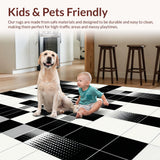 Ultra Soft Area Rug, Non Slip, Stain Resistant, Washable Area Rugs for Living Room, Bedroom, Chic Geometric Contrast Design(Black)