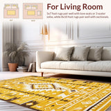 Ultra Soft Area Rug, Non Slip, Stain Resistant, Washable Area Rugs for Living Room, Bedroom, Elegant Low-Pile Geometric Design(Yellow)