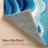 Ultra Soft Area Rug, Non Slip, Stain Resistant, Washable Area Rugs for Living Room, Bedroom, Delicate Aqua Ripple Motif(Blue)