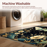 Ultra Soft Area Rug, Non Slip, Stain Resistant, Washable Area Rugs for Living Room, Bedroom, Chic Vintage Botanical Aesthetic(White)