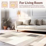 Ultra Soft Area Rug, Non Slip, Stain Resistant, Washable Area Rugs for Living Room, Bedroom, Stylish Cream Geometric Accent(Beige)