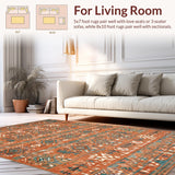 Ultra Soft Area Rug, Non Slip, Stain Resistant, Washable Area Rugs for Living Room, Bedroom, Unique Colorful Geometric Arrangement(Orange)