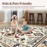 Ultra Soft Area Rug, Non Slip, Stain Resistant, Washable Area Rugs for Living Room, Bedroom, Serene Neutral Diamond Weave(Beige)