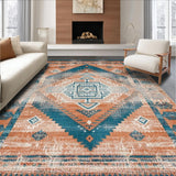 Ultra Soft Area Rug, Non Slip, Stain Resistant, Washable Area Rugs for Living Room, Bedroom, Artful Modern Symmetrical Textures(Orange)