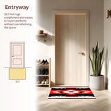 Ultra Soft Area Rug, Non Slip, Stain Resistant, Washable Area Rugs for Living Room, Bedroom, Modern Tribal Geometric Entryway Non-Shedding Carpet(Red)