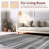Ultra Soft Area Rug, Non Slip, Stain Resistant, Washable Area Rugs for Living Room, Bedroom, Distinctive Linear Pattern Rug Black and White Accent Piece(Gray)
