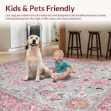 Ultra Soft Area Rug, Non Slip, Stain Resistant, Washable Area Rugs for Living Room, Bedroom, Chic Ethnic Diamond Texture(Gray)