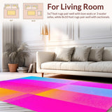 Ultra Soft Area Rug, Non Slip, Stain Resistant, Washable Area Rugs for Living Room, Bedroom, Whimsical Rainbow Abstract Design(Yellow)