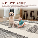 Ultra Soft Area Rug, Non Slip, Stain Resistant, Washable Area Rugs for Living Room, Bedroom, Eclectic Earthy Striped Aesthetic(Gray)