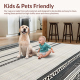 Ultra Soft Area Rug, Non Slip, Stain Resistant, Washable Area Rugs for Living Room, Bedroom, Chic Black and White Trellis Artwork(White)