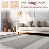 Ultra Soft Area Rug, Non Slip, Stain Resistant, Washable Area Rugs for Living Room, Bedroom, Elegant Taupe Herringbone Aesthetic(Gray)