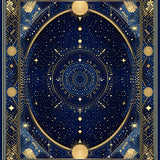 Ultra Soft Area Rug, Non Slip, Stain Resistant, Washable Area Rugs for Living Room, Bedroom, Vibrant Solar Symbolism Design(Blue)