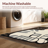 Ultra Soft Area Rug, Non Slip, Stain Resistant, Washable Area Rugs for Living Room, Bedroom, Modern Playful Feline Design(Gray)