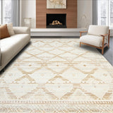 Indoor Beige Farmhouse Chic Geometric Area(Beige)