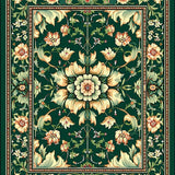 Ultra Soft Area Rug, Non Slip, Stain Resistant, Washable Area Rugs for Living Room, Bedroom, Timeless Deep Green Ornate Design(Green)
