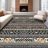 Ultra Soft Area Rug, Non Slip, Stain Resistant, Washable Area Rugs for Living Room, Bedroom, Stylish Tribal Monochrome Aesthetic(Black)