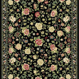 Ultra Soft Area Rug, Non Slip, Stain Resistant, Washable Area Rugs for Living Room, Bedroom, Contemporary Lush Floral Ensemble(Black)
