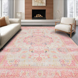 Ultra Soft Area Rug, Non Slip, Stain Resistant, Washable Area Rugs for Living Room, Bedroom, Artistic Modern Floral Fusion(Pink)