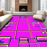 Ultra Soft Area Rug, Non Slip, Stain Resistant, Washable Area Rugs for Living Room, Bedroom, Eclectic Multicolored Graphic Arrangement(Purple)