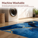 Ultra Soft Area Rug, Non Slip, Stain Resistant, Washable Area Rugs for Living Room, Bedroom, Serene Blue Tones with Texture(Blue)