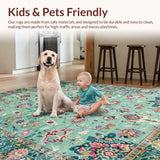 Ultra Soft Area Rug, Non Slip, Stain Resistant, Washable Area Rugs for Living Room, Bedroom, Cozy Earthy Medallion Design(Green)