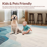 Ultra Soft Area Rug, Non Slip, Stain Resistant, Washable Area Rugs for Living Room, Bedroom, Tranquil Oasis Patio Watercolor Inspired Blue Beige(Blue)