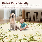 Ultra Soft Area Rug, Non Slip, Stain Resistant, Washable Area Rugs for Living Room, Bedroom, Vibrant Insect Garden Tapestry(Beige)