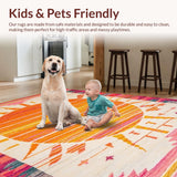 Ultra Soft Area Rug, Non Slip, Stain Resistant, Washable Area Rugs for Living Room, Bedroom, Vibrant Playful Color Splash Design(Orange)