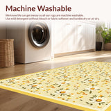 Ultra Soft Area Rug, Non Slip, Stain Resistant, Washable Area Rugs for Living Room, Bedroom, Sunny Beige Botanical Pattern(Yellow)