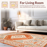 Ultra Soft Area Rug, Non Slip, Stain Resistant, Washable Area Rugs for Living Room, Bedroom, Classic Striped Rustic Charm(Orange)