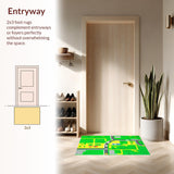 Ultra Soft Area Rug, Non Slip, Stain Resistant, Washable Area Rugs for Living Room, Bedroom, Vivid Cityscape Playful Design(Green)