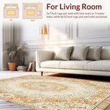 Ultra Soft Area Rug, Non Slip, Stain Resistant, Washable Area Rugs for Living Room, Bedroom, Beautiful Circle Area Ivory & Beige(Beige)