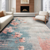 Ultra Soft Area Rug, Non Slip, Stain Resistant, Washable Area Rugs for Living Room, Bedroom, Boho Chic Area Rug: Abstract Floral Design(Gray)