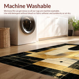 Ultra Soft Area Rug, Non Slip, Stain Resistant, Washable Area Rugs for Living Room, Bedroom, Striking Modern Abstract Composition(Gold)