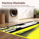 Ultra Soft Area Rug, Non Slip, Stain Resistant, Washable Area Rugs for Living Room, Bedroom, Beware Crazy Dogs Rug Funny Energetic Barking Dog Illustration(Black)