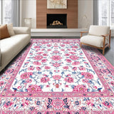 Ultra Soft Area Rug, Non Slip, Stain Resistant, Washable Area Rugs for Living Room, Bedroom, Luxurious Gentle Floral Aesthetic(White)