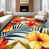 Ultra Soft Area Rug, Non Slip, Stain Resistant, Washable Area Rugs for Living Room, Bedroom, Modern Botanical Color Explosion(Red)