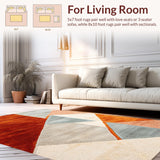 Ultra Soft Area Rug, Non Slip, Stain Resistant, Washable Area Rugs for Living Room, Bedroom, Modern Plush Area Rug for Dining Room(Orange)