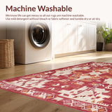 Ultra Soft Area Rug, Non Slip, Stain Resistant, Washable Area Rugs for Living Room, Bedroom, Rustic Puce Red Artful Flourish(Red)