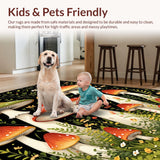 Ultra Soft Area Rug, Non Slip, Stain Resistant, Washable Area Rugs for Living Room, Bedroom, Rustic Earthy Mushroom Aesthetic(Red)