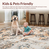 Ultra Soft Area Rug, Non Slip, Stain Resistant, Washable Area Rugs for Living Room, Bedroom, Rustic Tiled Design in Cream Tones(Beige)