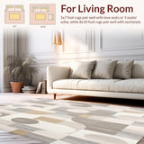 Ultra Soft Area Rug, Non Slip, Stain Resistant, Washable Area Rugs for Living Room, Bedroom, Modern Retro Area Showcasing Minimalist Geometric Shapes and Subdued Tones(Gray)