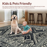 Ultra Soft Area Rug, Non Slip, Stain Resistant, Washable Area Rugs for Living Room, Bedroom, Chic Distressed Floral Composition(Black)